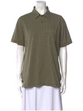 Alex Mill Women Short Sleeve Polo Size L Olive Green